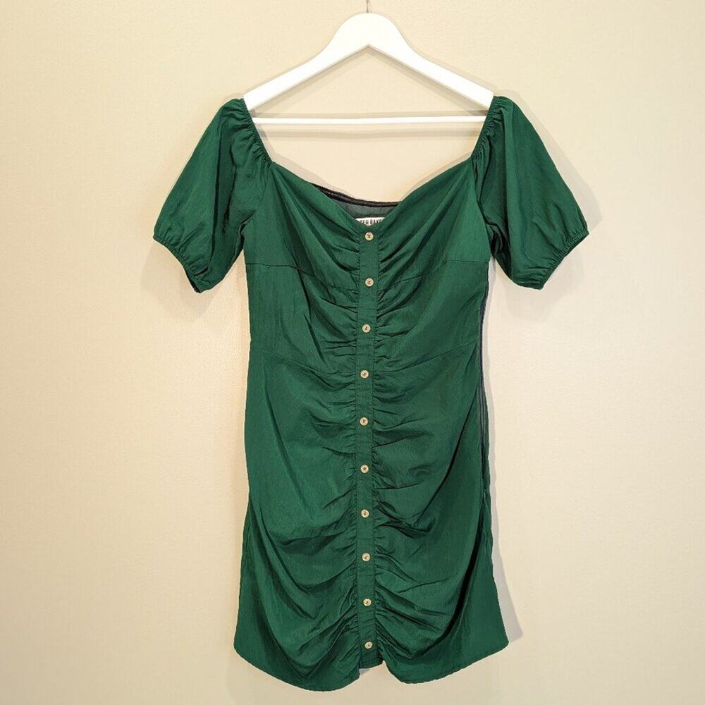Walter Baker Odette Dress Button Ruched Mini Puff Sleeve Date Night - Size 6
